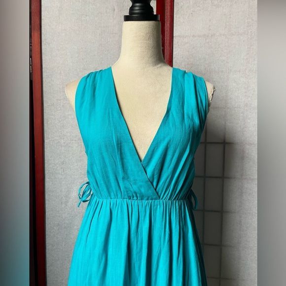 Cupshe NWT Turquoise V-Neck Dress w/ Open Back & Lace Up Ties on Sides (Small) - Picture 13 of 16